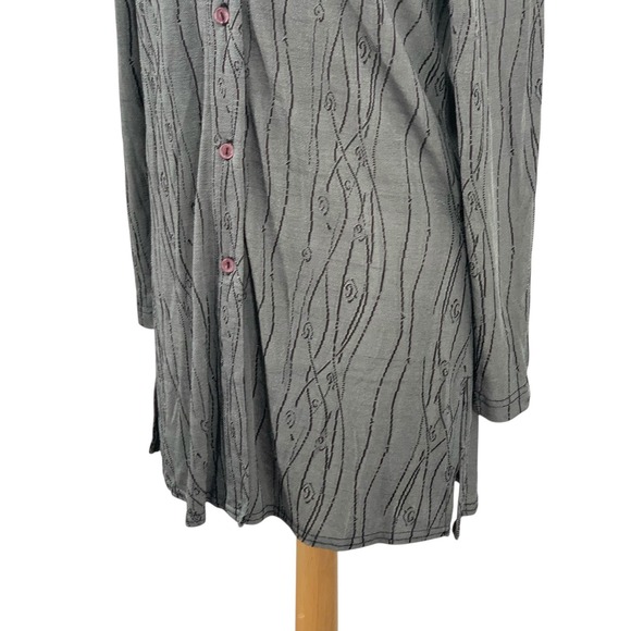 Rabbit Rabbit Rabbit Designs Long Sleeve Button Down Dress/Tunic Gray Abstract 6 - Picture 4 of 9